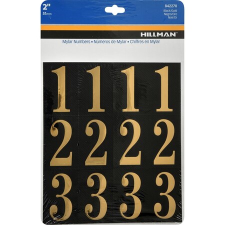 Hillman HILLMAN 2 in. Gold Vinyl Self-Adhesive Number Set 0-9 32 pc, PK6 842270